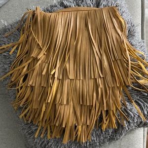 Brown fringe crossbody bag